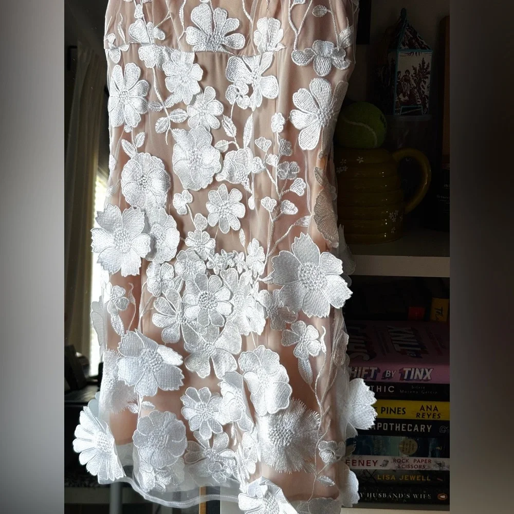 Elegant White Floral Lace Dress - Picture 4 of 8